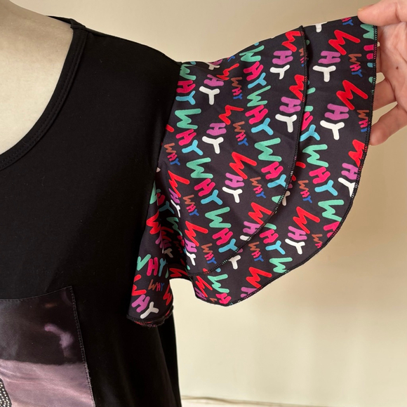 WHY DRESS Embellished Stilettos Ruffle Sleeve Tee XL - Picture 4 of 8